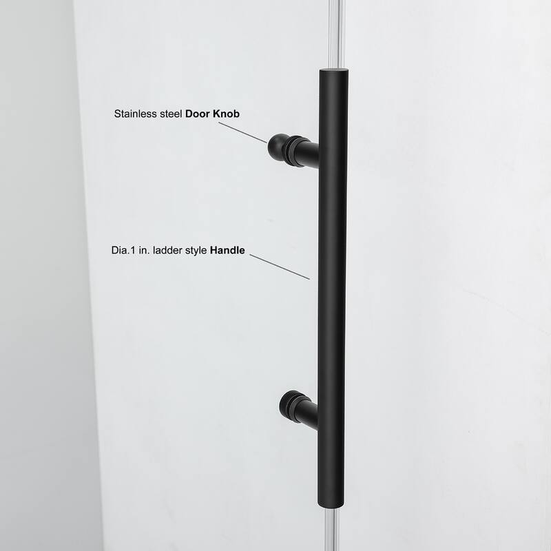 Villena 68" W x 78" H Single Sliding Shower Enclosure,Matt Black - 68 inches