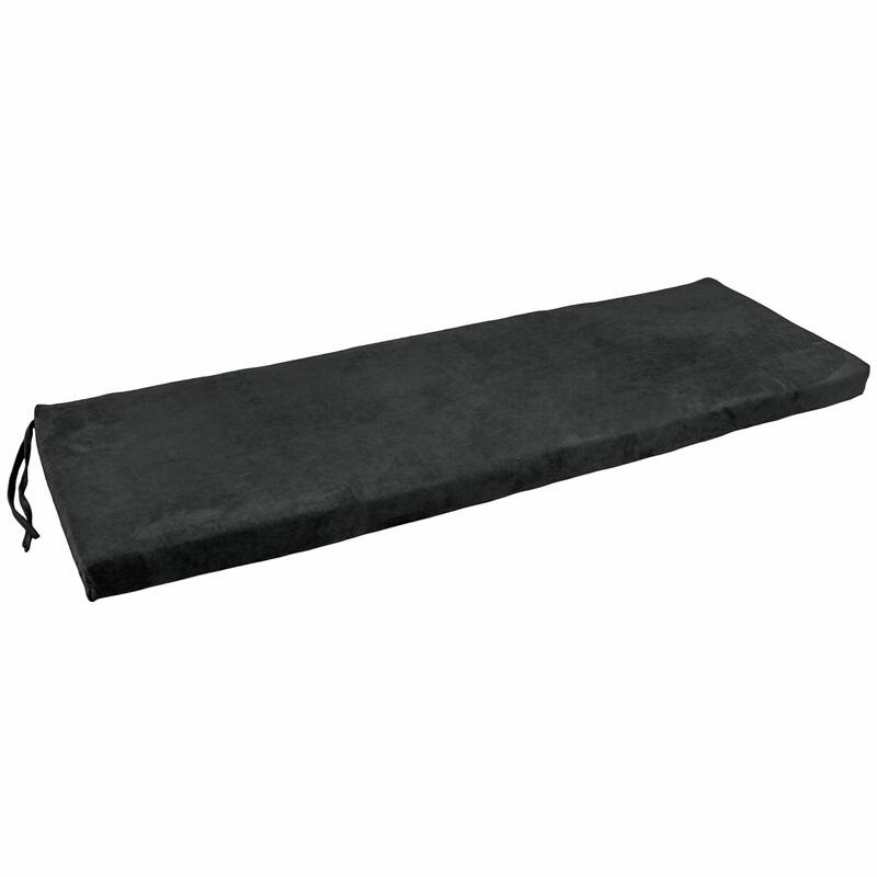 Microsuede Indoor Bench Cushion (57-, 60-, or 63-inches wide) - 60" wide - Black