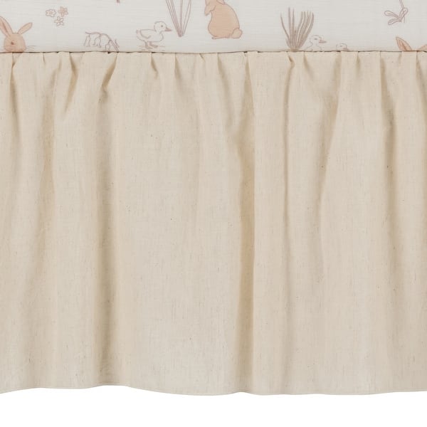 slide 2 of 4, Lambs & Ivy Signature Creamy Ivory Cotton/Linen Baby Crib Skirt / Dust Ruffle