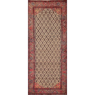 Geometric Koliaei Persian Vintage Runner Rug Handmade Wool Carpet - 3'6" x 9'9"