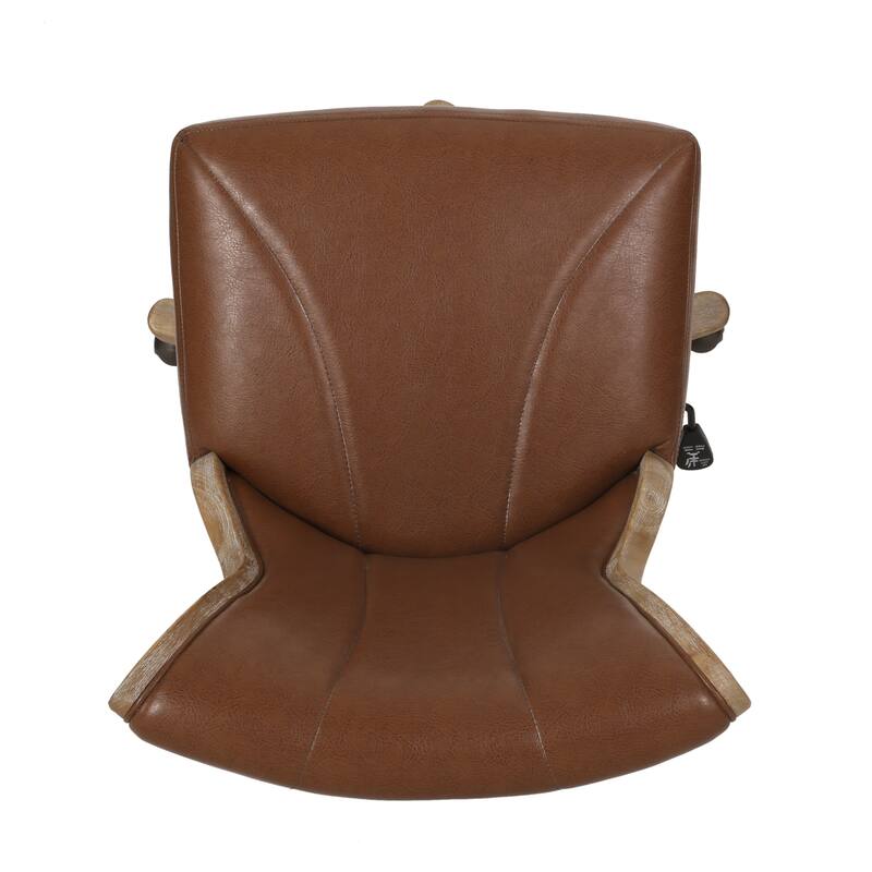 Roomfitters Upholstered Swivel Office Desk Chair with Adjustable Height and Wood Frame
