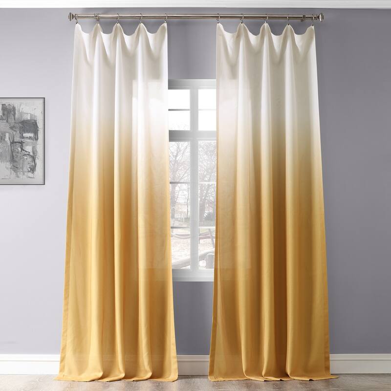 Exclusive Fabrics Ombre Faux Linen Light Filtering Curtains (1 Panel) - Lightweight Elegance, Natural Light Enhancement