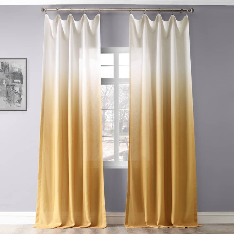 Exclusive Fabrics Ombre Faux Linen Light Filtering Curtains (1 Panel) - Lightweight Elegance, Natural Light Enhancement - 50 X 108 - ombre gold