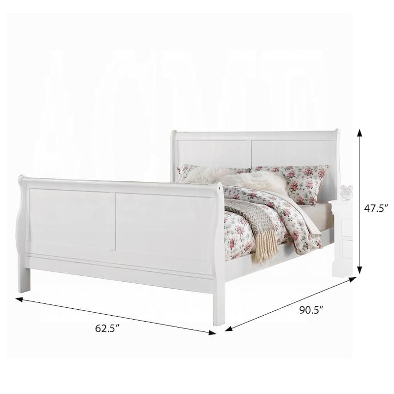 Elegant White Queen Sleigh Bed with Timeless Design and Sturdy Construction