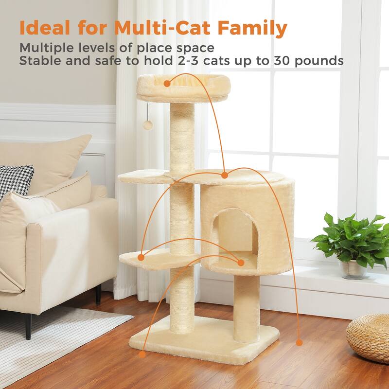 50" Large Cat Tree with 2 Tier Skirting Boards