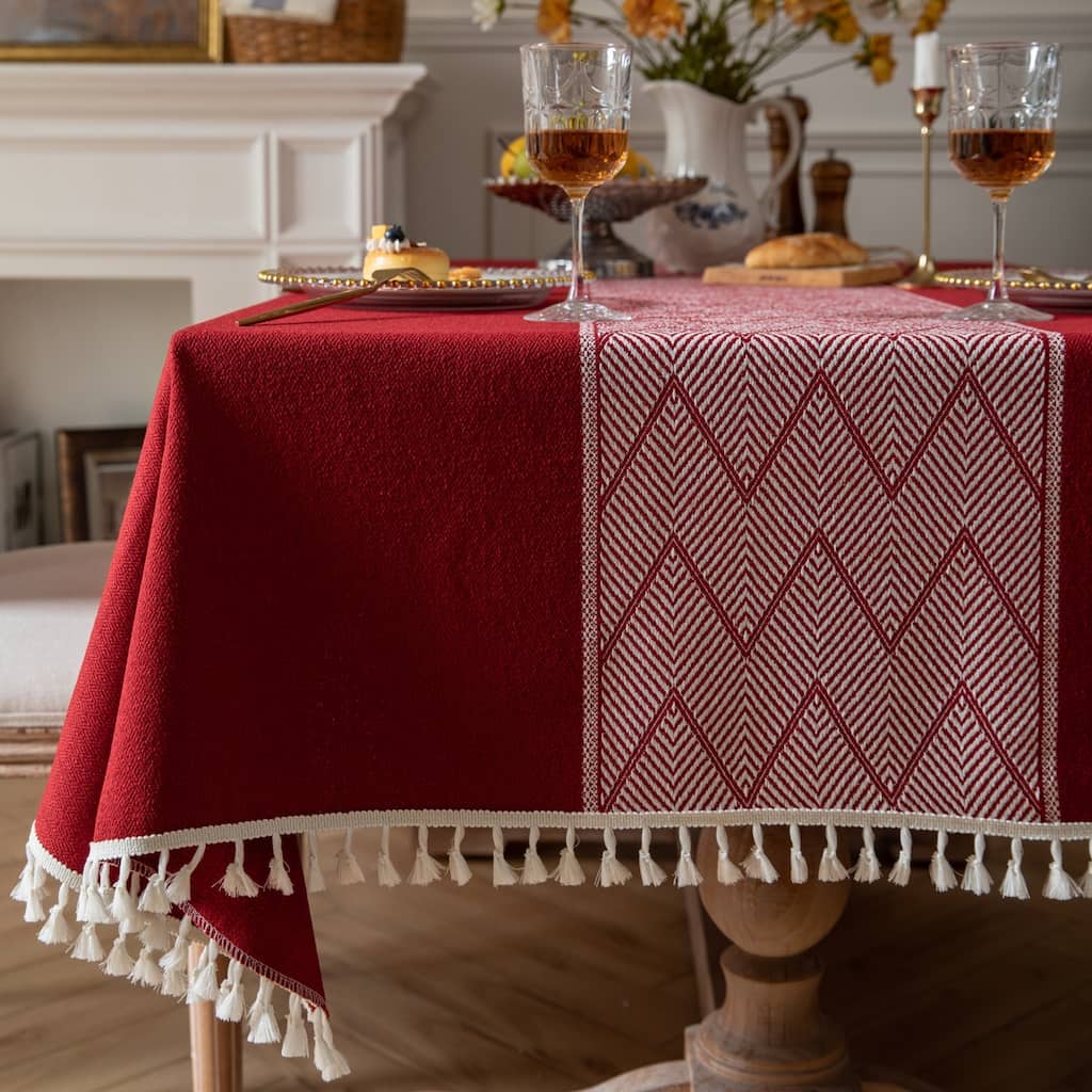 High Quality Washable Cotton Linen tablecloths, Wrinkle Resistant Washable Dining Room Table Cloths for Rectangle Tables