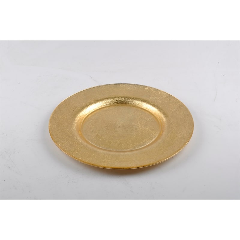 Glass Gold Leaf Dinner Plate 11"Dia- A