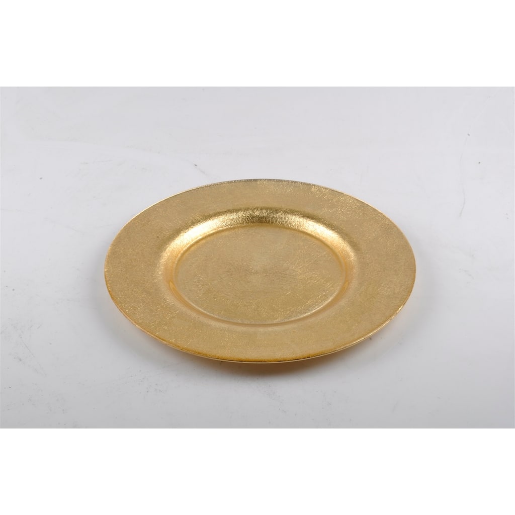 Glass Gold Leaf Dinner Plate 11"Dia- A