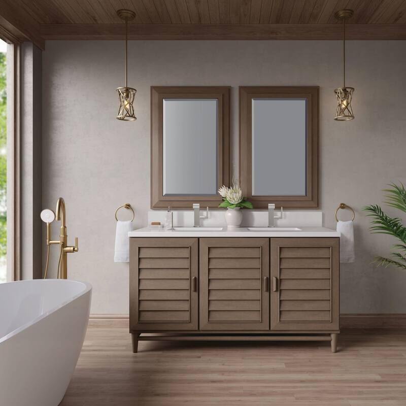 James Martin Vanities 620-V60D-1WZ Portland 60" Double Basin Wood