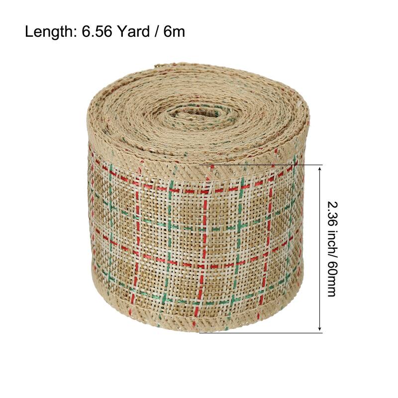 2.36 Inch Wide 6.56 Yards Gingham Ribbon Wired Edge, Light Brown Green - 2.36 inch x 6.56 Yard (W*L)