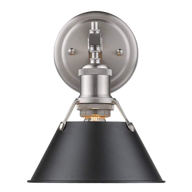 Golden Lighting Orwell Single Light 7-1/2" Wide Bathroom Sconce in - Pewter with Black Shades