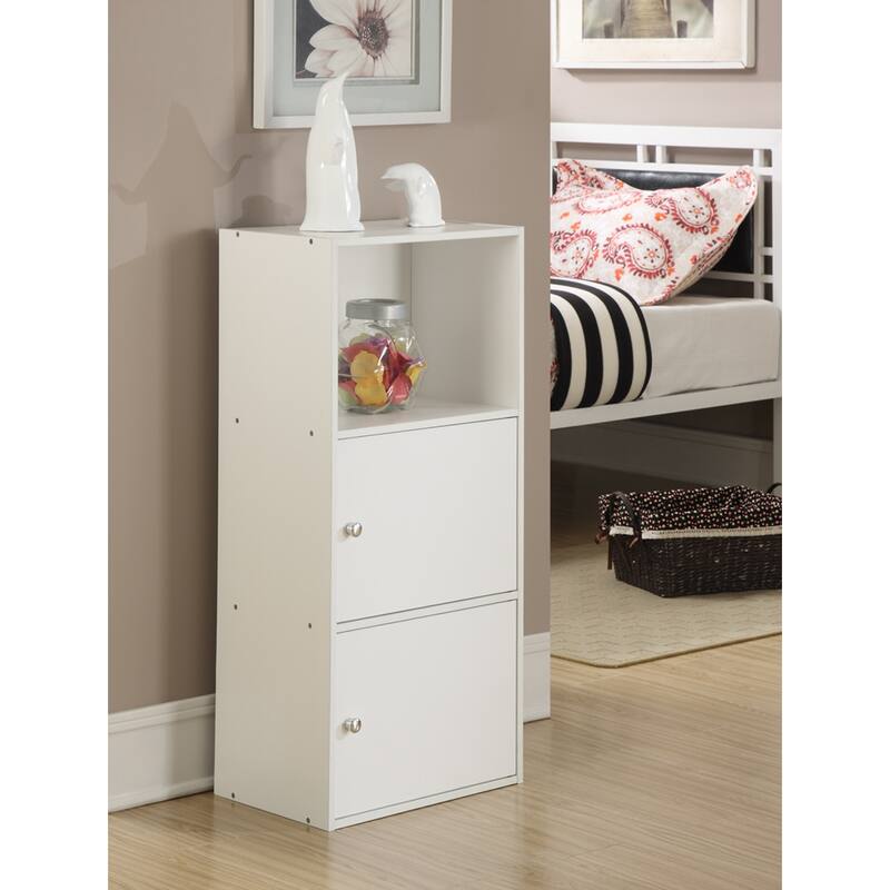 2-Door Storage Cabinet - Modern Sleek Organizer for Office, Living Room, Entryway - 16" x 12" x 35.2"