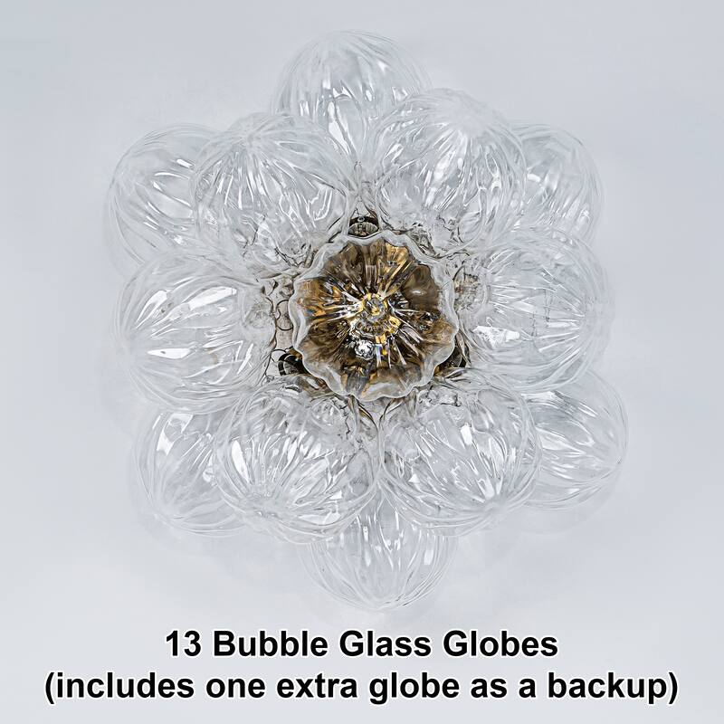 Starsky 3-Light 15in. Contemporary Textured Clear Glass Bubble Semi Flush Mount