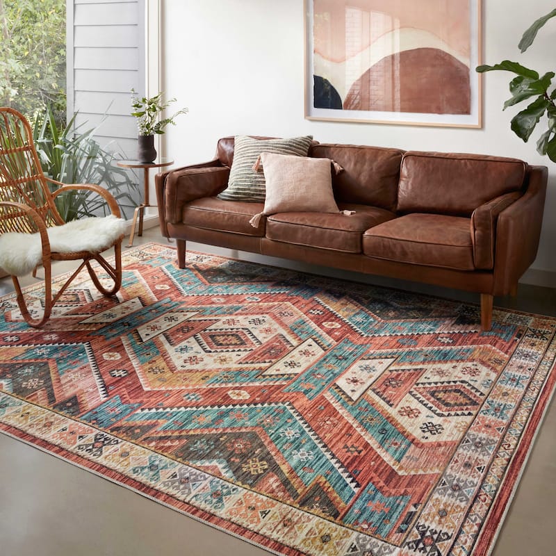 Alexander Home Escalante Printed Southwestern Aztec Area Rug - 8'6" x 11'6" - Red/ Multi