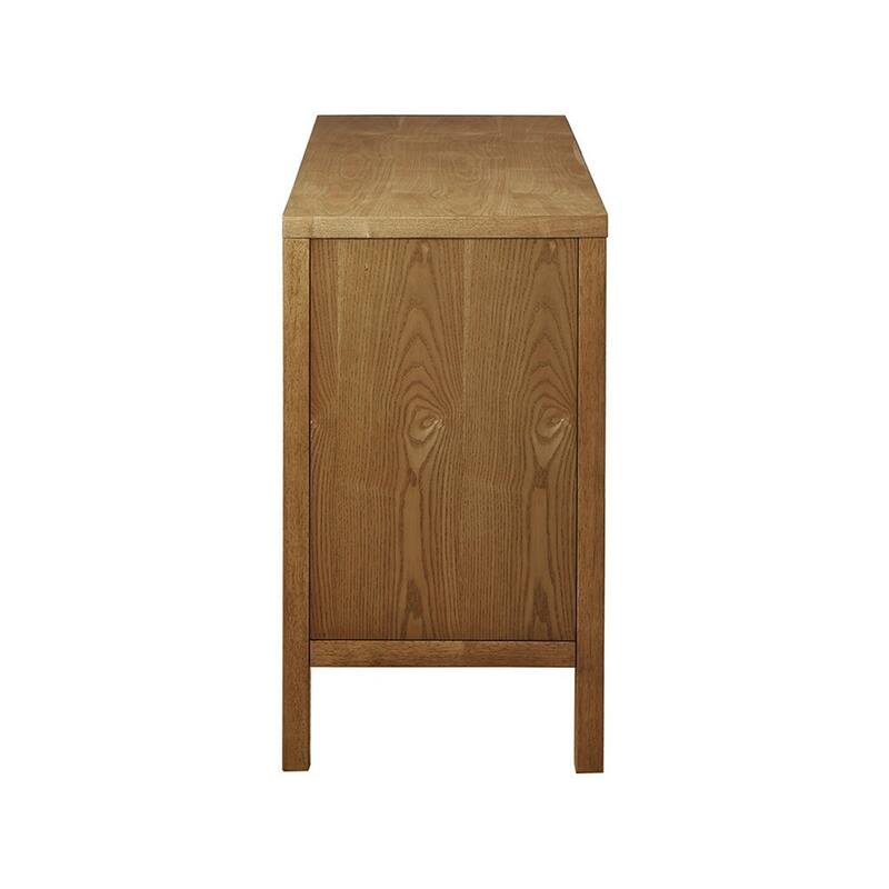 Roomfitters 2-Door Accent Cabinet with Adjustable Shelves, Solid Wood Storage Cabinet, Natural Elm Finish