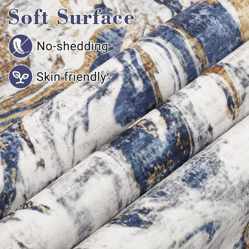 Modern Abstract Area Rug Washable Non-Slip Low Pile Rugs for Living Room Bedroom