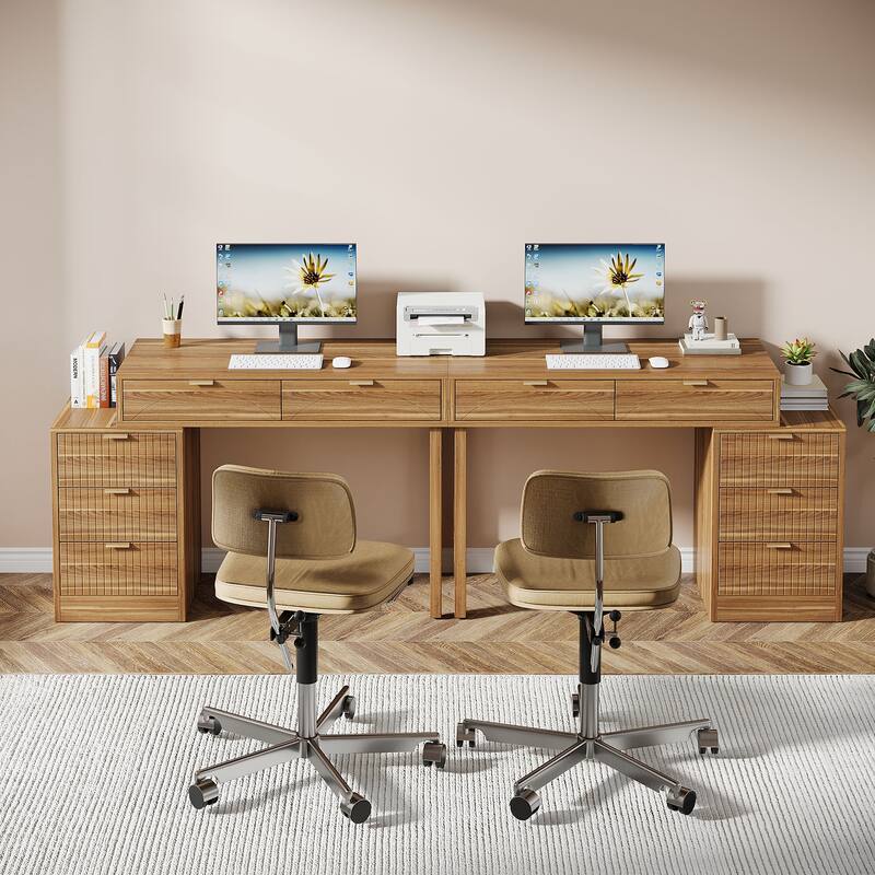 Modern Wood Computer Desk with 5-drawer for Home Office