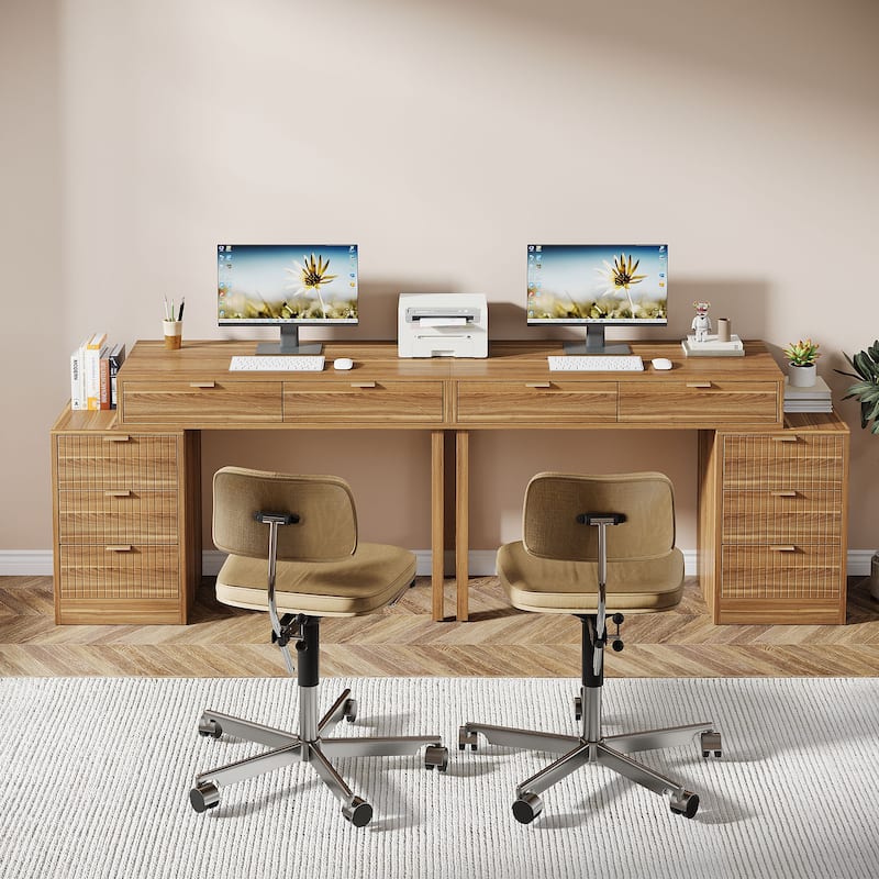 Reversible Computer Desk with 5 Drawers for Home Office