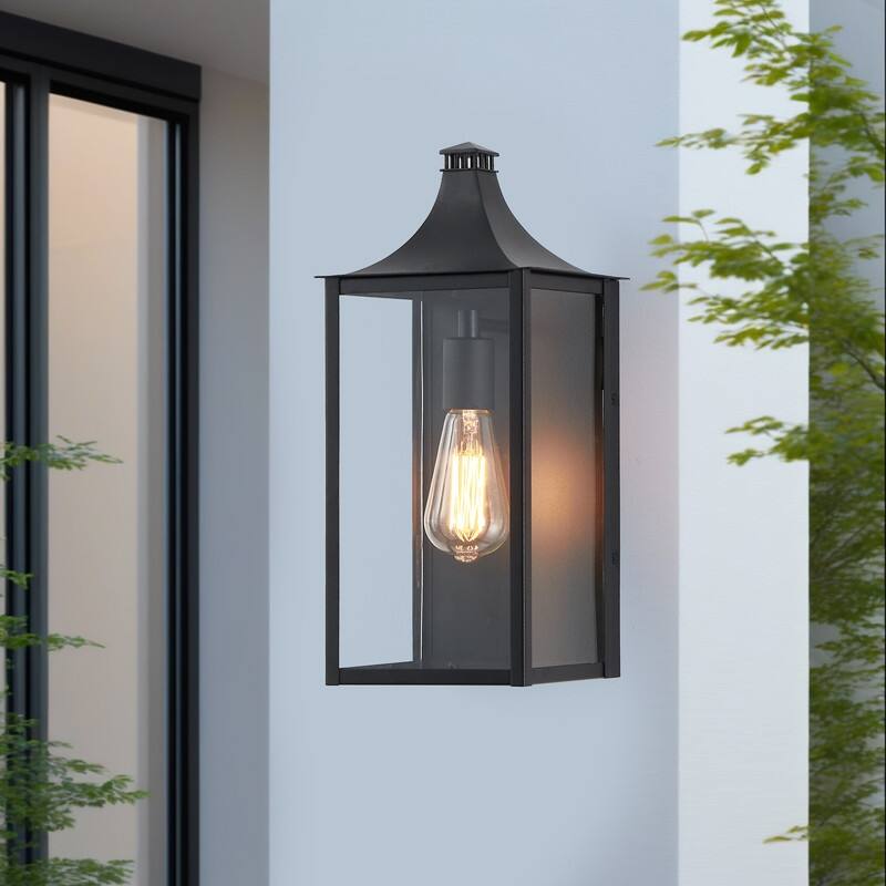 KAWOTI 15.75" Sandy Black Outdoor Wall Sconce - W7" x L7" x H15.75"
