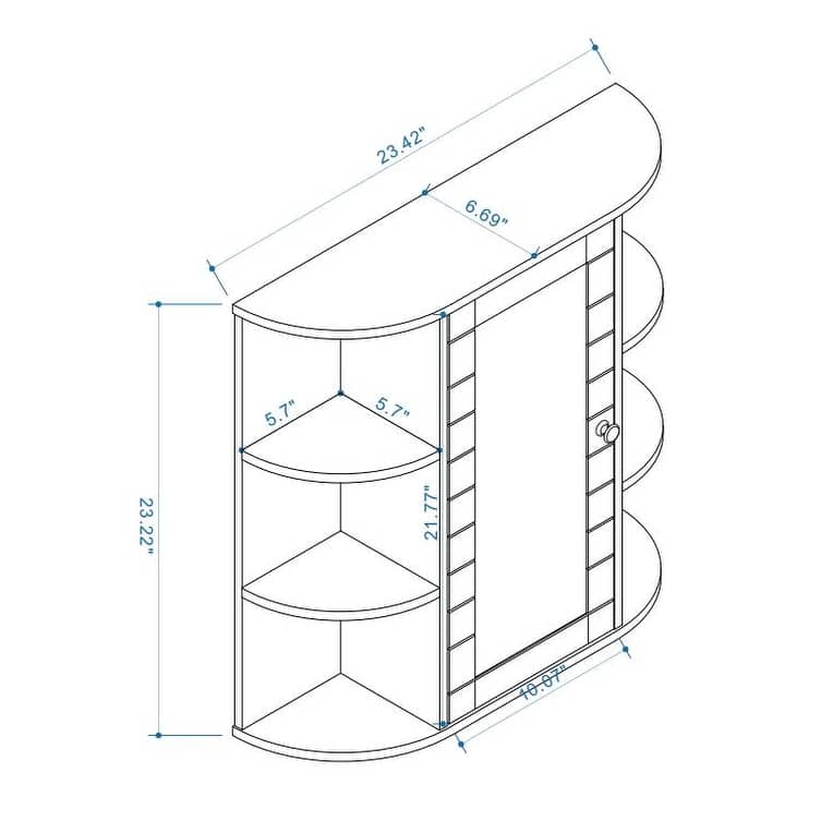 Wall-Mounted Bathroom Medicine Cabinet with Mirror Door, 6 Open Shelves and 3 Adjustable Shelves - 6.69X23.42 in