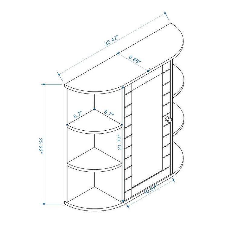 Wall Mounted Bathroom Mirror Cabinet, White Medicine Cabinet with 6 Open & 3 Adjustable Shelves, UV Finish