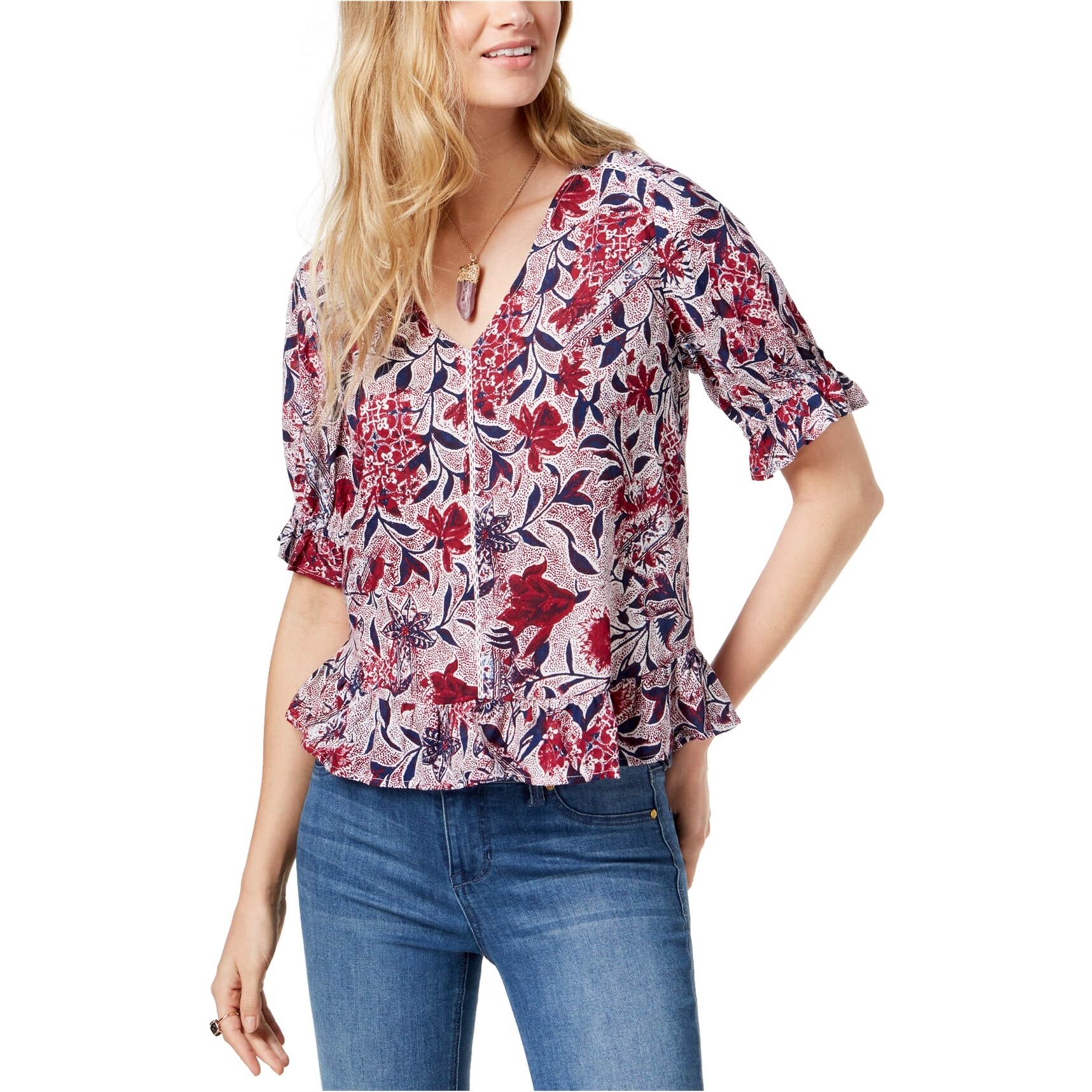 Lucky brand puff sleeve top Clearance