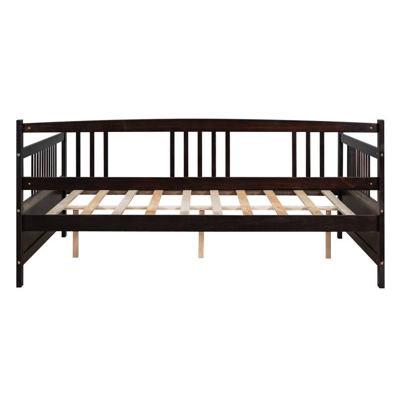 Espresso Modern Solid Wood Daybed, Sofa Bed, Wood Frame Multifunctional, Full Size