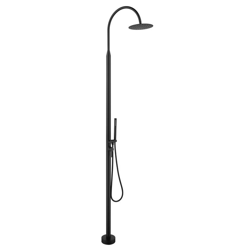 81"H Stainless Steel Freestanding Outdoor Shower with Handheld Shower - Matte Black