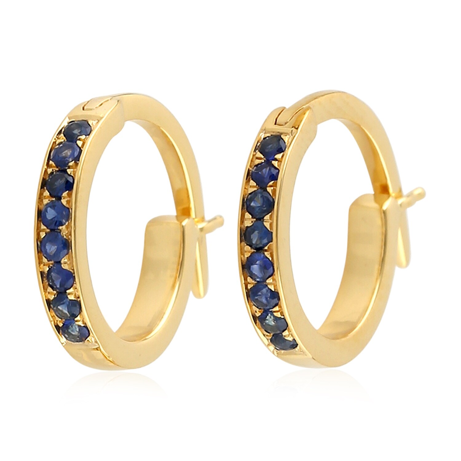 blue sapphire huggie earrings