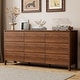 preview thumbnail 1 of 10, FURNIWAY Walnut Drawer Tall Dresser, Modern Chest with Hidden Handles, Storage Organizer 9-drawer