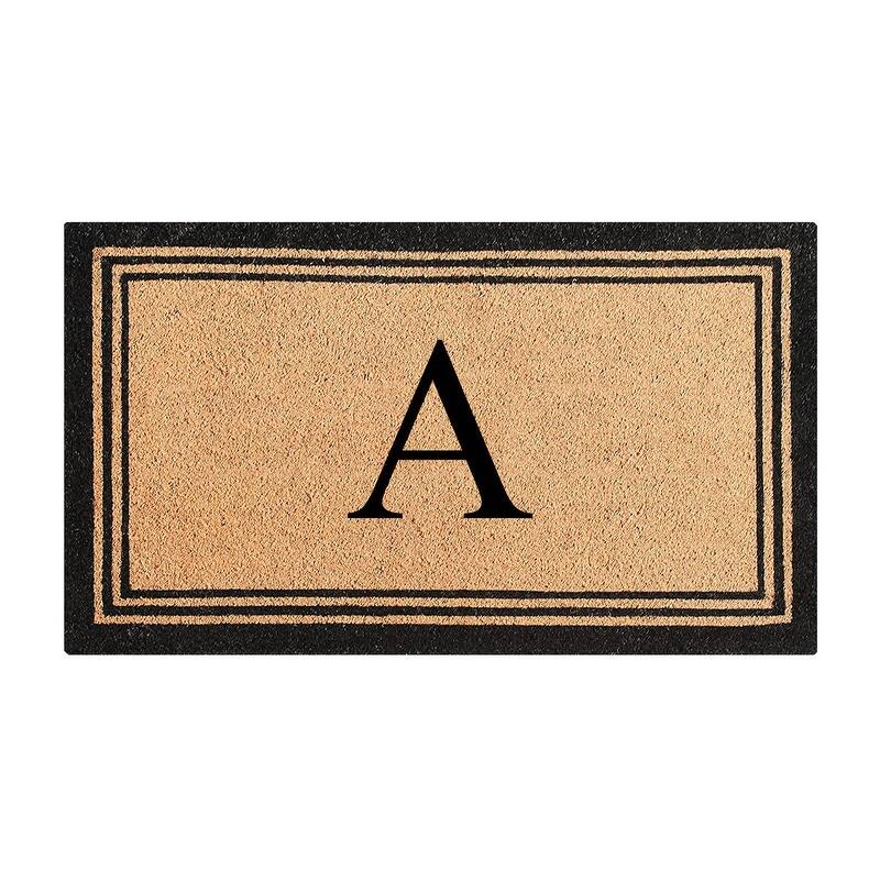 A1HC Natural Coir Monogrammed Heavy Duty PVC Backing Doormat - 18" X 30" - Monogrammed A