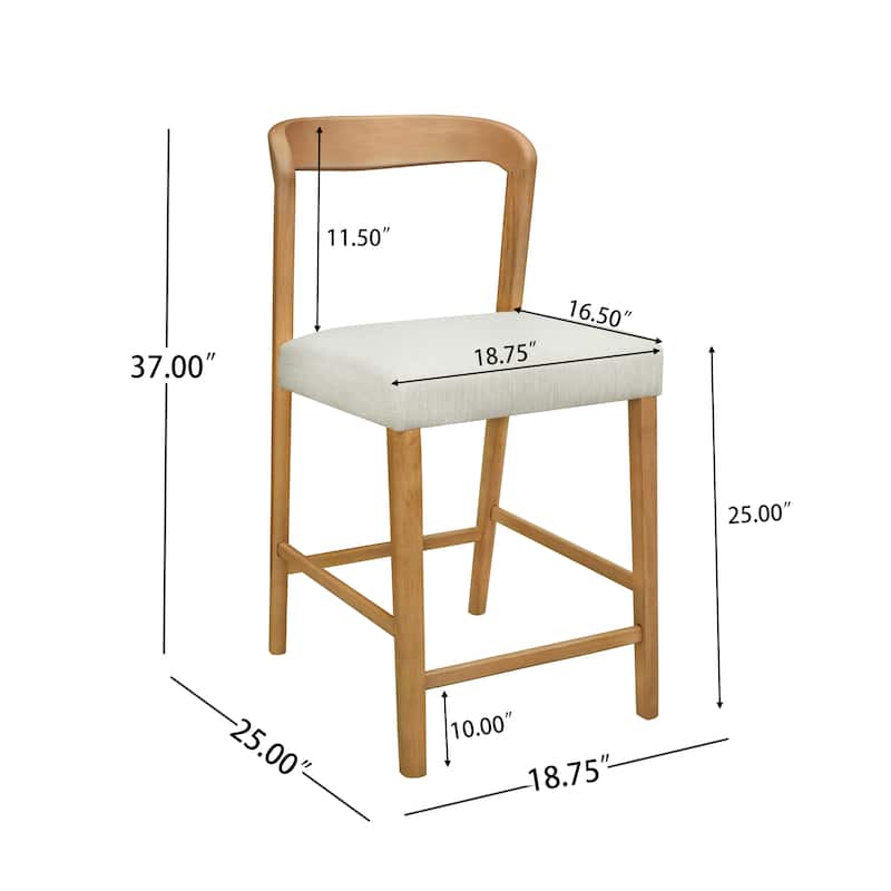 Christopher Knight Home - Nathair Rubberwood Fabric Counter Stools (Set of 2)