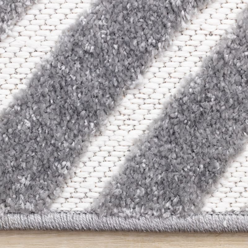 Oslo Collection - Grey White High/Low Indoor-Outdoor Area Rug