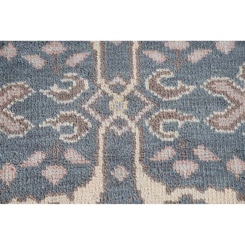 Blue Oushak Style Runner Rug Handmade Wool Carpet - 2'7"x 9'10"