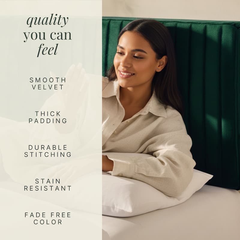 Empyrean Velvet Headboard, Floating Wall-Mounted, Easy Assemble Upholstered Peel & Stick, 3D Soundproof Bed Wall Panels