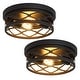 preview thumbnail 48 of 49, 2-Light Black Farmhouse Flush Mount Ceiling Light-2 Pack Grid light-2Pack