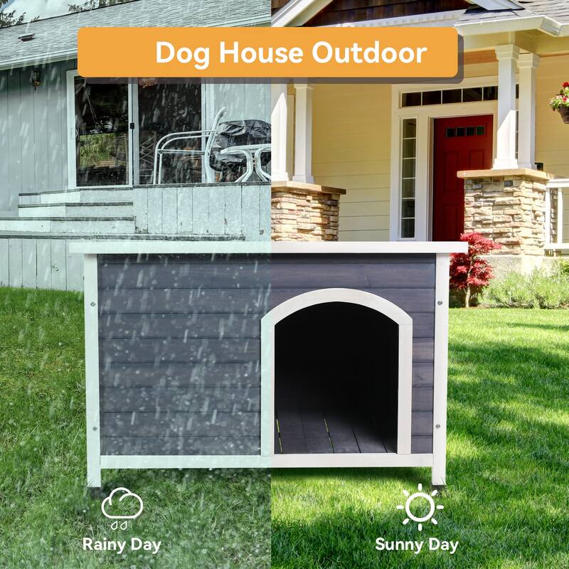 Outdoor Detachable Elevated Wooden Dog House Pet House with Weatherproof, Support Feet, Openable Roof, Suitable for Small Dogs