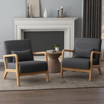 Mid Century Modern Upholstered Accent Chair Leisure Chair Set of 2