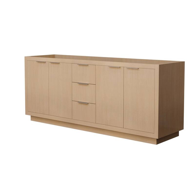 Wyndham Collection Maroni 80" Double Free Standing Vanity Cabinet Only - Light Straw / Brushed Nickel Hardware