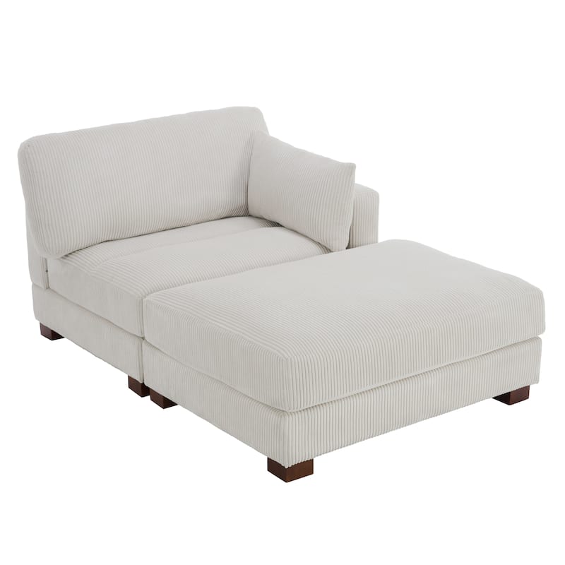 Modern 43'' Corduroy Comfy Sectional Chaise Lounge with Pillow