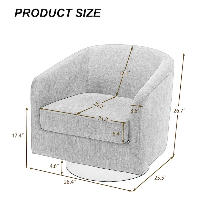 2 Set 360°Swivel Fabric Accent Chairs Barrel Armchairs