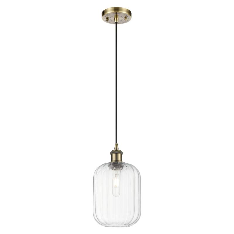 Innovations Lighting Endless Possibilities Ballston - Preston - 1 Light 7" Jar Shade Cord Hung Mini Pendant - Antique Brass/Clear