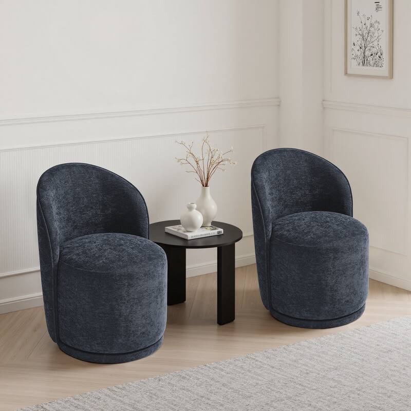 UIXE 2 Set Modern Upholstered Swivel Armless Side Dining Chairs