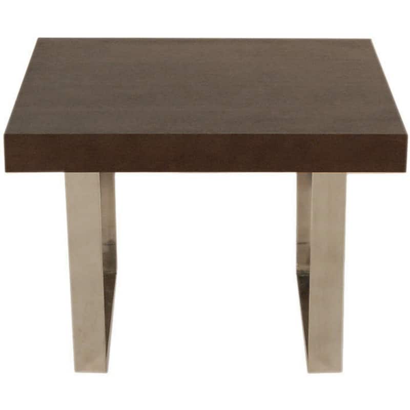 28 in. Espresso Brown and Chrome Rectangle Wood End Table, Sturdy Build End Side Table for Living Rooms