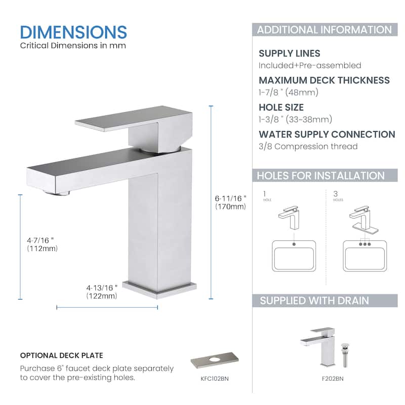 Single Handle Bathroom Sink Faucet with Pop Up Drain