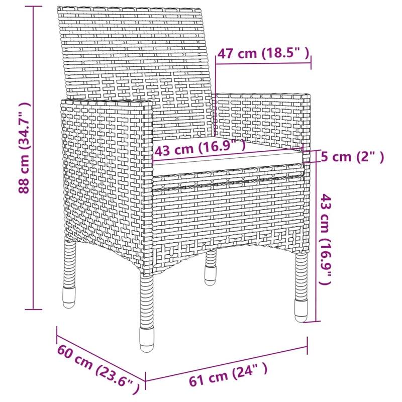 vidaXL Patio Dining Set 3/5/7 Piece Multi Colors 31.5"/55.1" Table Length - 78.7" x 39.4" x 29.1"
