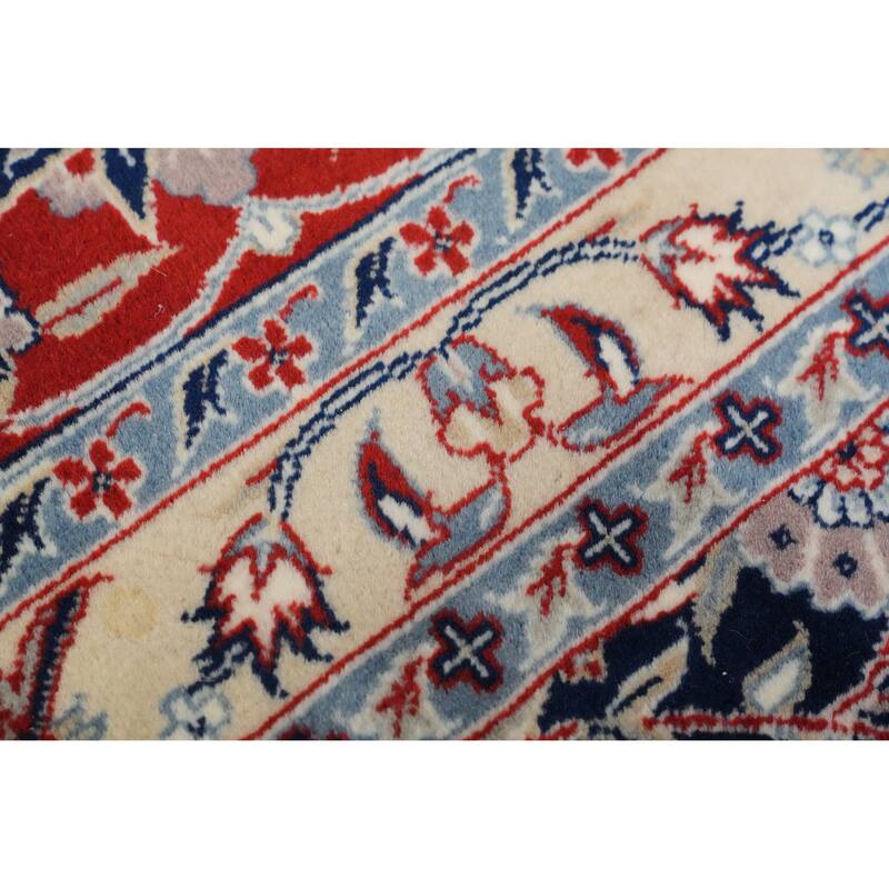 Hand Knotted Oriental 100% Wool Carpet Traditional All-Over Navy Blue & Blues Kashan Area Rug - 12' 2'' X 9' 3''