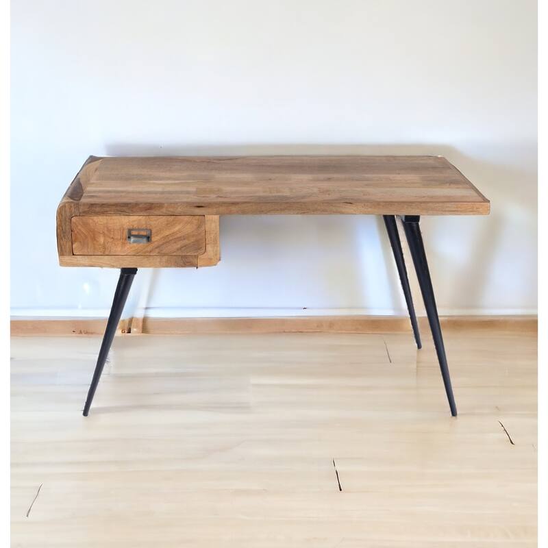54" Brown And Black Mango Wood Writing Desk - Brown