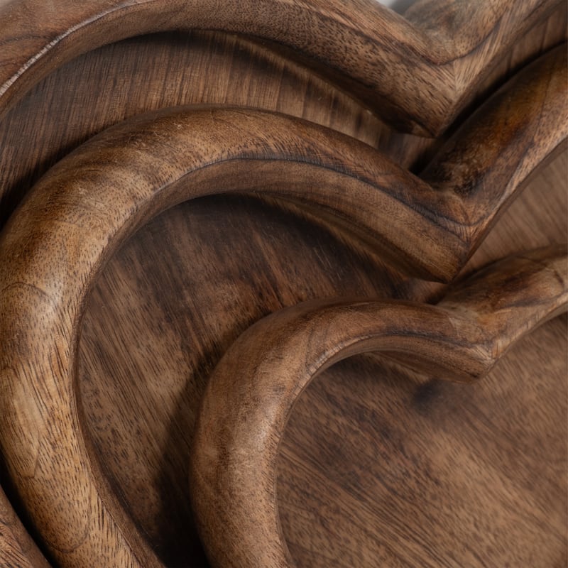Sagebrook Home Mango Wood Heart Trays - Perfect For Entertaining & Decor - 14" x 14" x 2"
