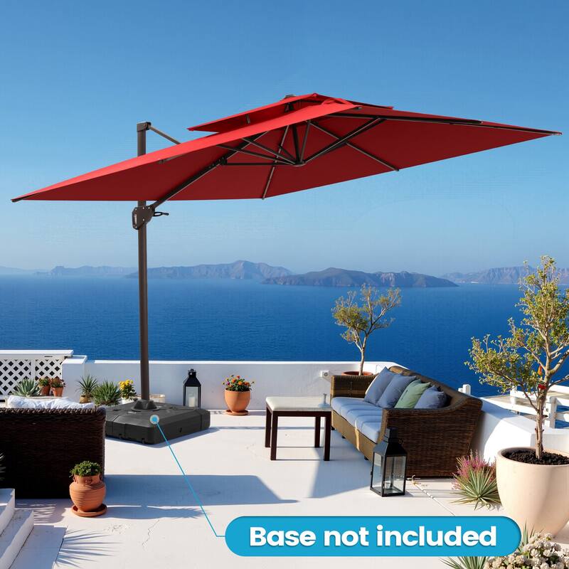 Outdoor 10FT Square Adjustable Offset Cantilever Patio Umbrella